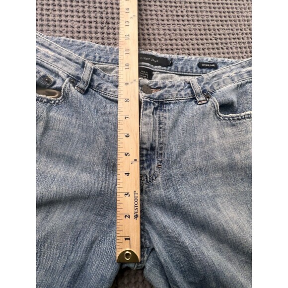 Vintage Calvin Klein Low Rise Flare Women's Denim Jean Size 12 Embroidered Y2k - Picture 9 of 14